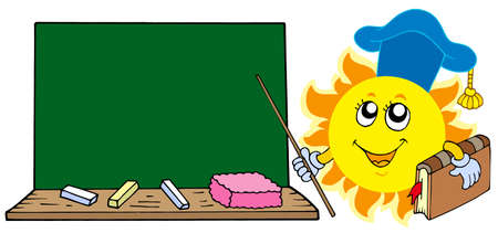 Sun teacher with blackboard - vector illustration.のイラスト素材
