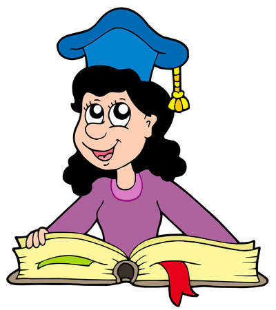 Woman teacher with book - vector illustration.のイラスト素材