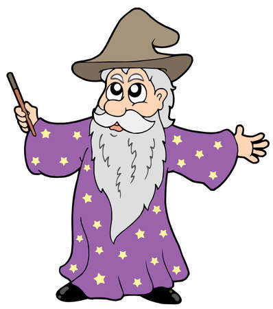Wizard with magic wand - vector illustration.のイラスト素材