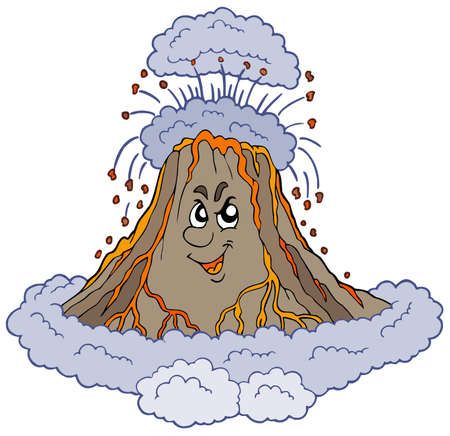 Angry cartoon volcano - illustration.のイラスト素材