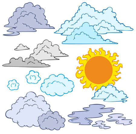 Various clouds and Sun のイラスト素材
