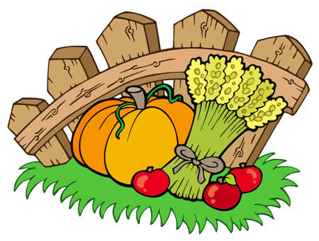 Thanksgiving motive with harvest - illustration.のイラスト素材