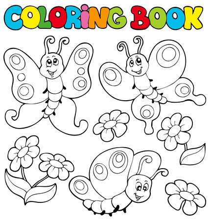 Coloring book with butterflies  - illustration.のイラスト素材