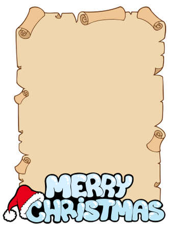 Parchment with Merry Christmas sign - illustration.のイラスト素材