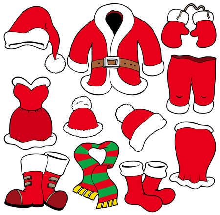 Various Santa Claus clothes - illustration.のイラスト素材