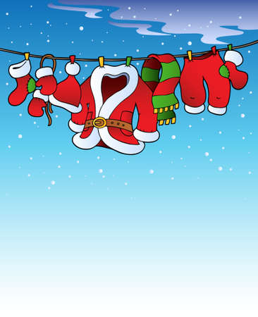 Snowy sky with Christmas costumeのイラスト素材