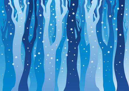 Winter forest with snow - illustration.のイラスト素材