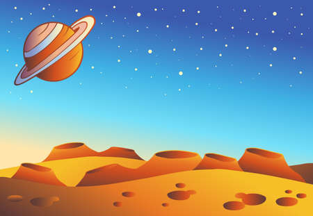 Cartoon red planet landscape - vector illustration.のイラスト素材
