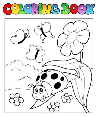 Coloring book with ladybug 1 - vector illustration.のイラスト素材