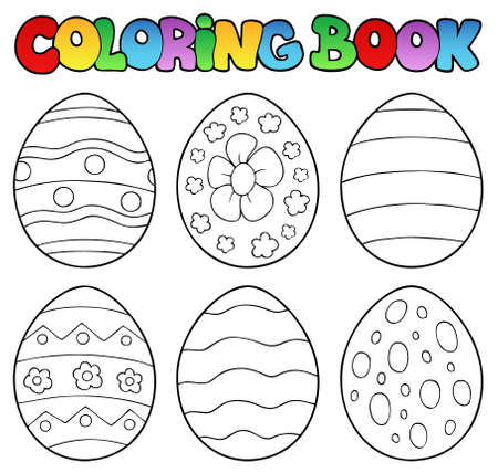 Coloring book with Easter eggs のイラスト素材