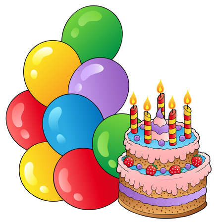 Birthday theme with cake のイラスト素材