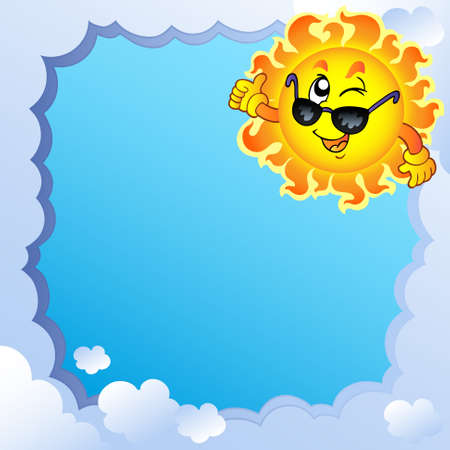 Cloudy frame with Sun のイラスト素材