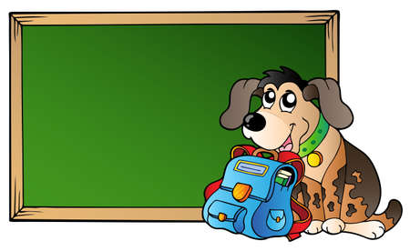 Board with dog and school bag - vector illustration.のイラスト素材