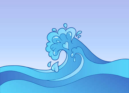 Cartoon water wave - vector illustration.のイラスト素材