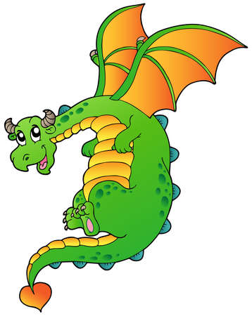 Flying fairy tale dragon - vector illustration.のイラスト素材