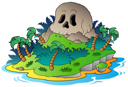Pirate skull island - vector illustration.のイラスト素材