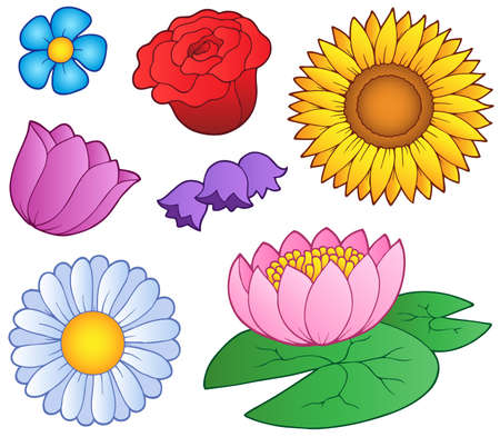 Various flowers set - vector illustration.のイラスト素材