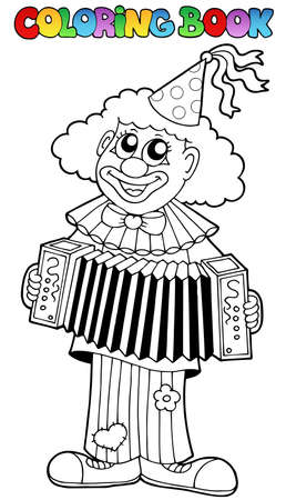 Coloring book with happy clown 1 - vector illustration.のイラスト素材