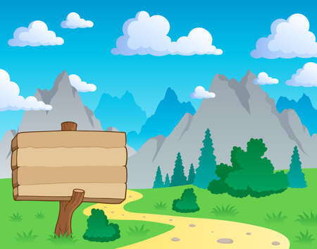 Mountain theme landscape 2 - vector illustration.のイラスト素材