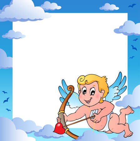 Valentine frame with Cupid 7 - vector illustration.のイラスト素材