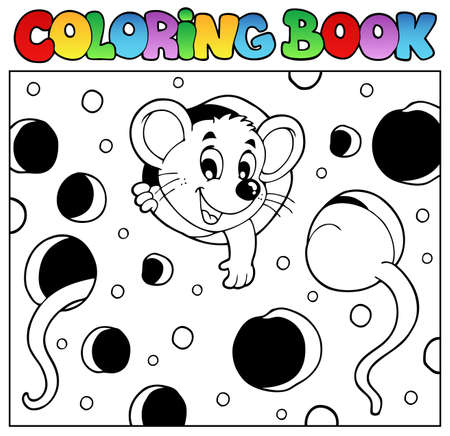 Coloring book with mouse 2 - vector illustration のイラスト素材