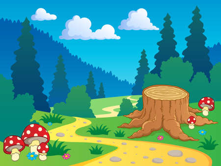 Cartoon forest landscape 7 - vector illustration のイラスト素材