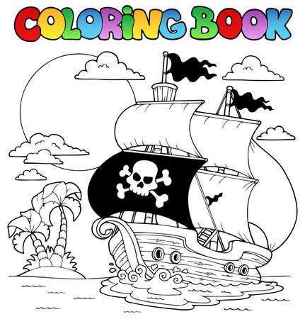 Coloring book with pirate theme 7 - vector illustration のイラスト素材