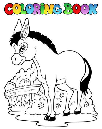 Coloring book donkey themeのイラスト素材