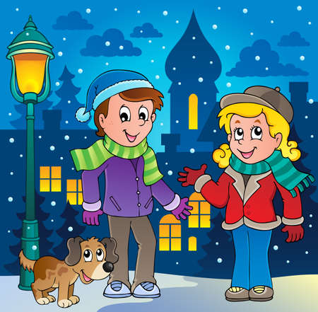 Winter person cartoon image 3 のイラスト素材