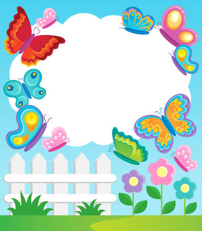 Butterfly theme frame 1 - vector illustration のイラスト素材