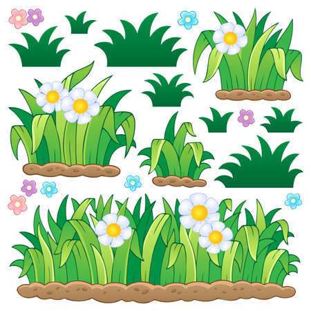 Leaves and grass theme image 2 - vector illustration のイラスト素材