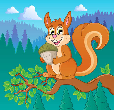 Image with squirrel theme 2 - vector illustration のイラスト素材