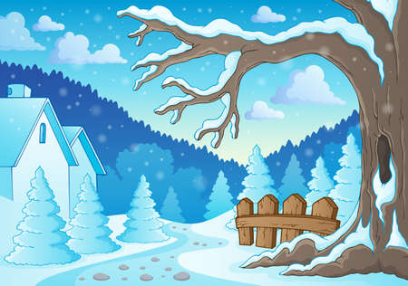 Winter tree theme image のイラスト素材
