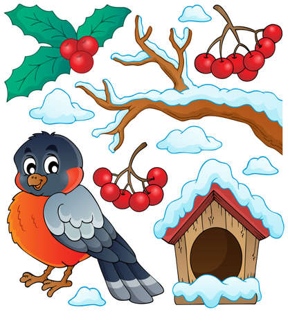 Winter bird theme collection 1のイラスト素材