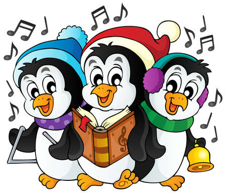 Christmas penguins theme image 1 のイラスト素材