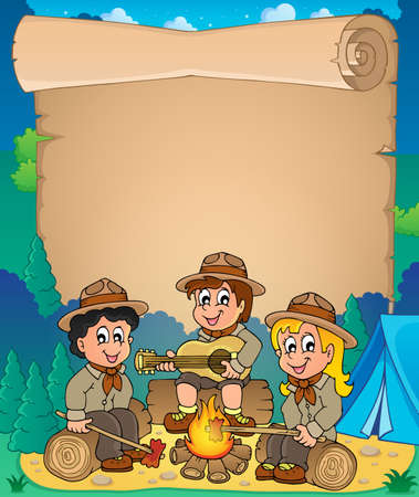 Children scouts theme parchment 1 - eps10 vector illustration のイラスト素材