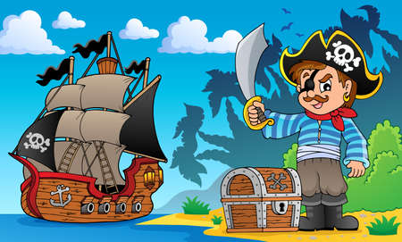 Pirate on coast theme 1 - eps10 vector illustration のイラスト素材