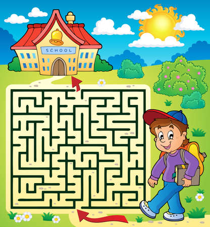 Maze 3 with schoolboy のイラスト素材