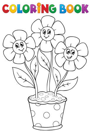 Coloring book with flower theme のイラスト素材
