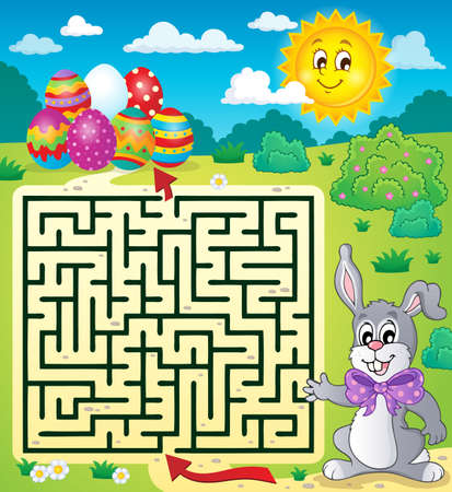 Maze 3 with Easter theme - eps10 vector illustration.のイラスト素材