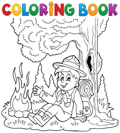 Coloring book scout boy themeのイラスト素材