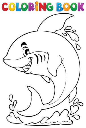 Coloring book with shark theme のイラスト素材