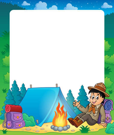 Summer frame with scout boy themeのイラスト素材