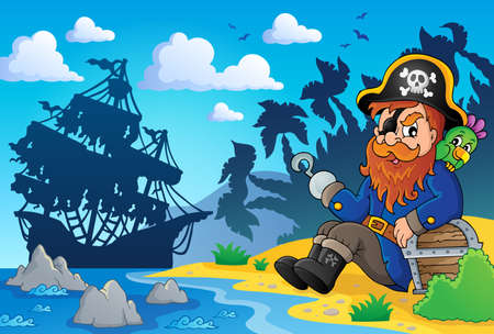 Sitting pirate theme image 2 - eps10 vector illustration.のイラスト素材