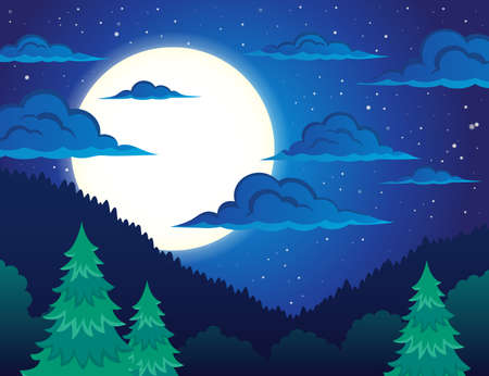 Night topic landscape 1 - eps10 vector illustration.のイラスト素材