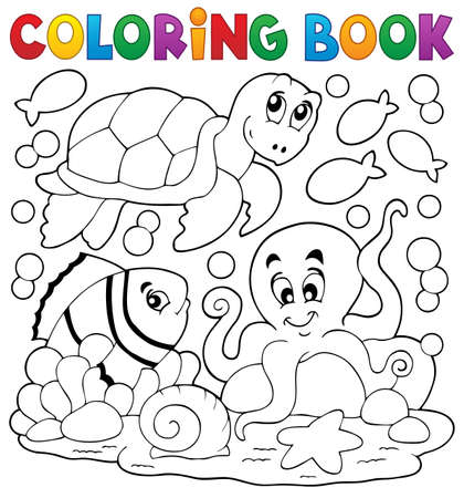 Coloring book with sea animals 5 -  vector illustration.のイラスト素材