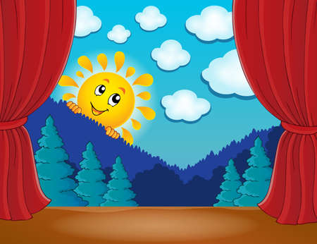 Stage with happy sun 4 -  vector illustration.のイラスト素材