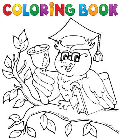 Coloring book owl teacher theme のイラスト素材