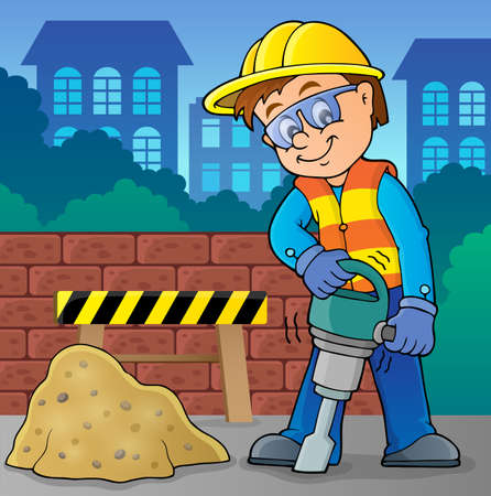Construction worker theme image 8 -   vector illustration.のイラスト素材