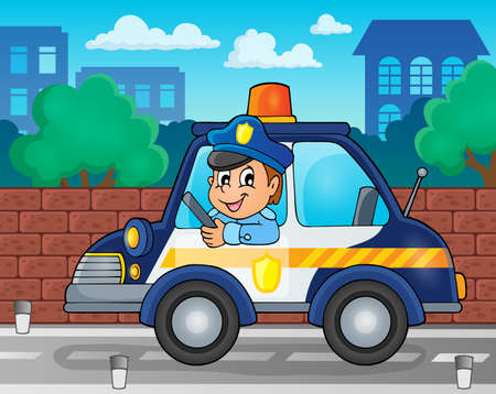 Police car theme image 2 -   vector illustration.のイラスト素材